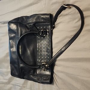 Tignanello Black leather gold studded purse